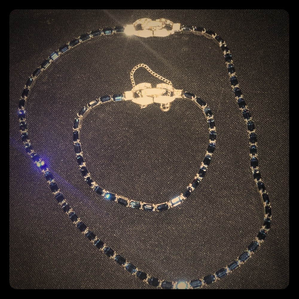 Vintage Mazer Bros Dark Blue Necklace & Bracelet